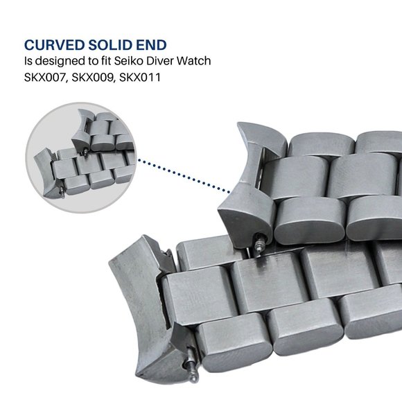 22MM 316L Stainless Steel Oyster Watch Band Made to fit SEIKO SKX007/009/011 - Picture 5 of 5